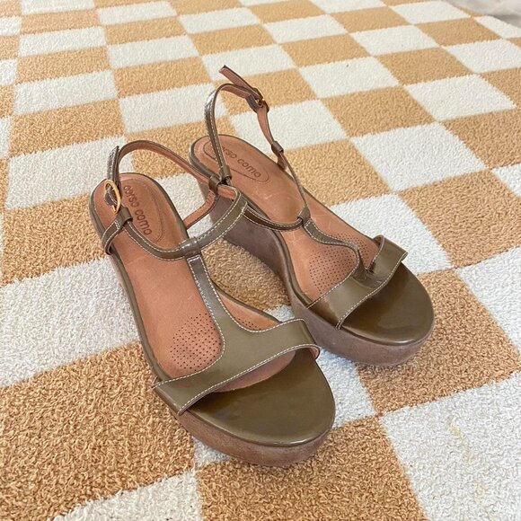 CORSO COMO COMFORT TAN KHAKI WEDGE PLATFORM HEEL SIZE 6 VINTAGE - Picture 3 of 7